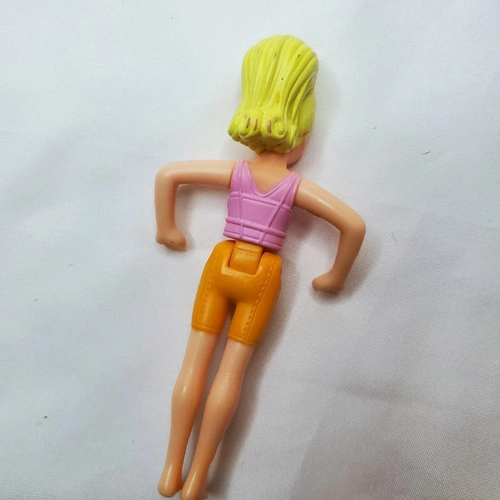 Polly Pocket Blonde Hair Girl Doll Lavender Orange Shorts 3 1/2